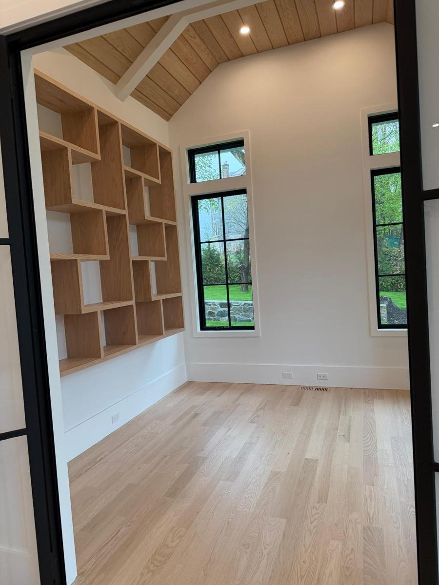 Home office with built-ins: post-construction cleaning by JF Spotless in Westchester County NY
