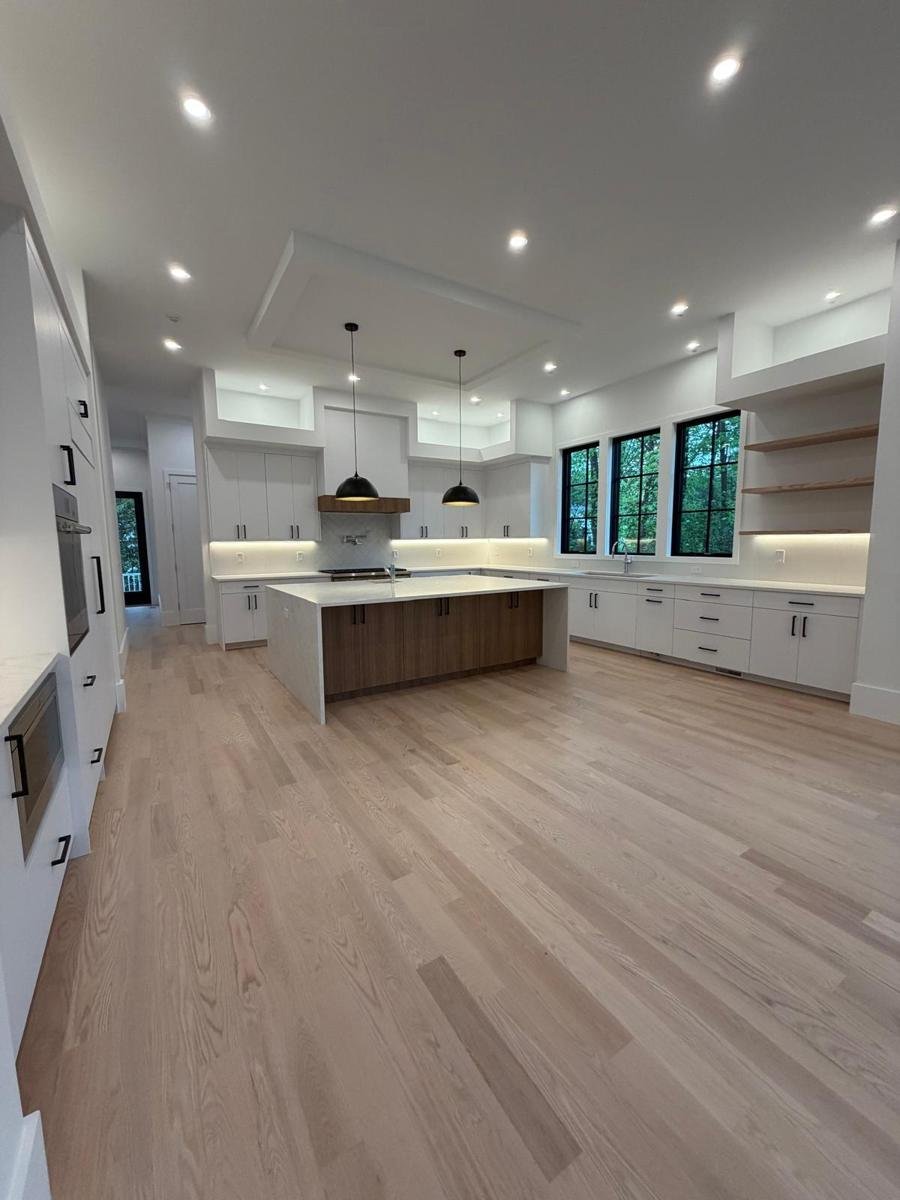 Kitchen & waterfall island: post-construction cleaning by JF Spotless in Westchester County NY