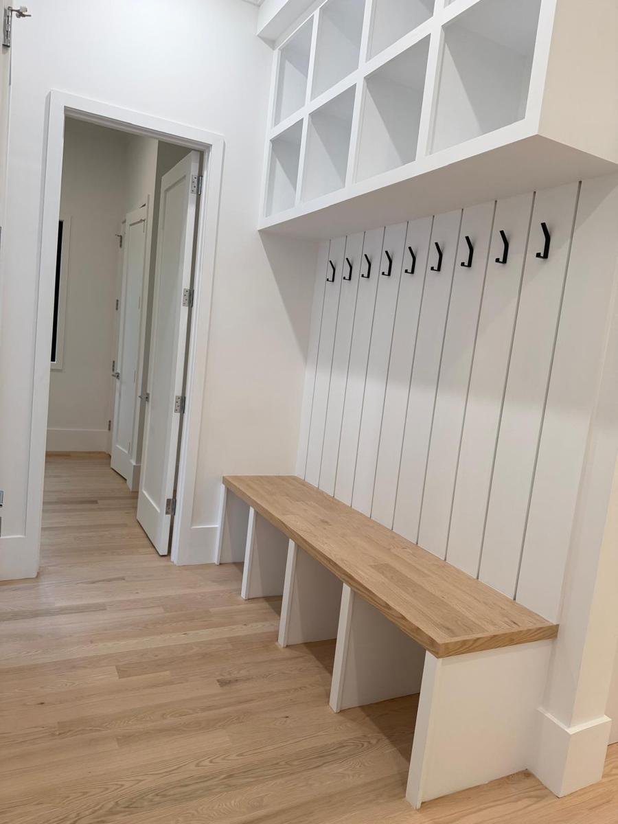 Mudroom bench: post-construction cleaning by JF Spotless in Westchester County NY